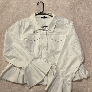 Denim jacket, white, peplum look, size 20